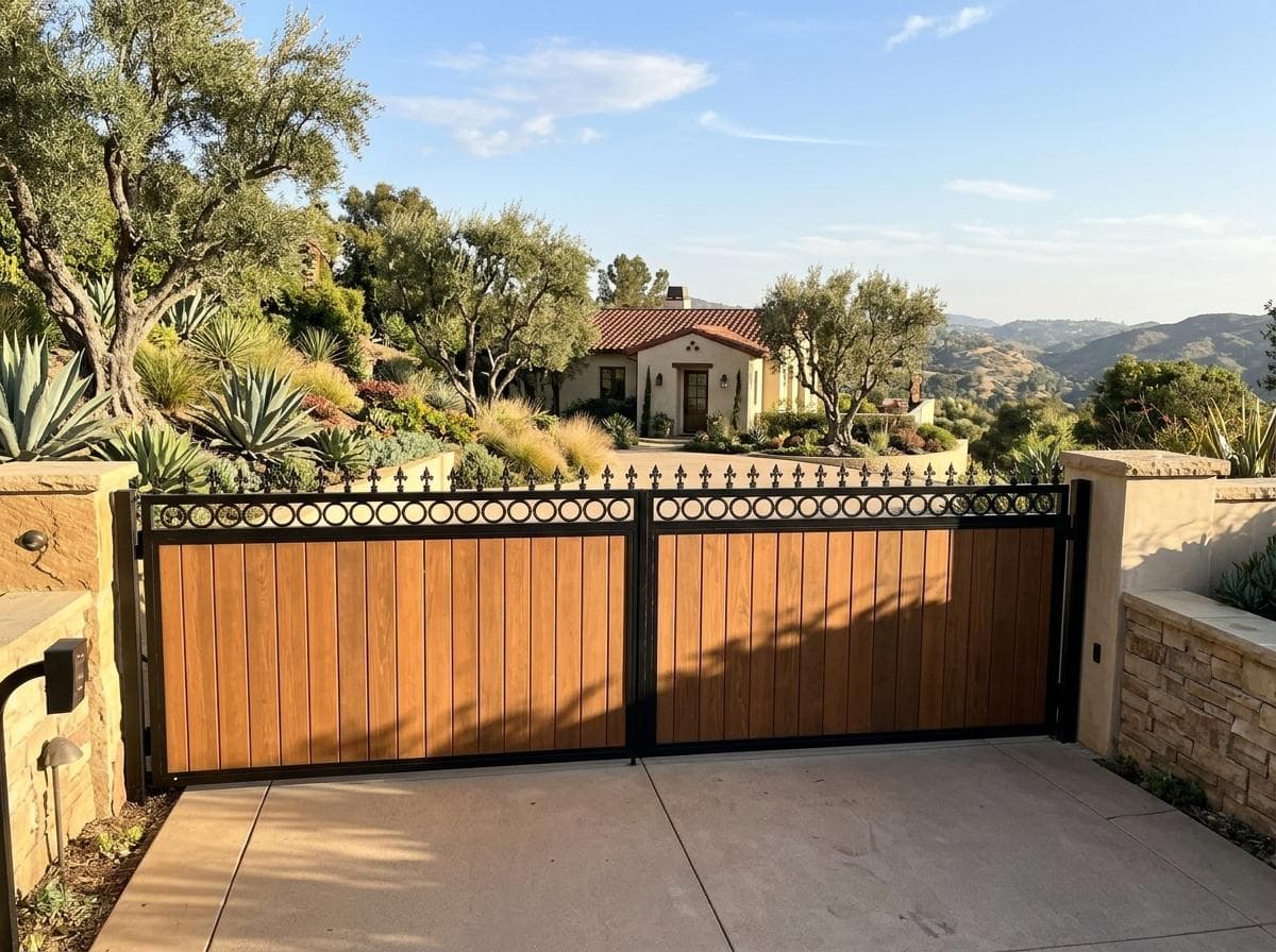 Custom Wood & Iron Driveway Gate