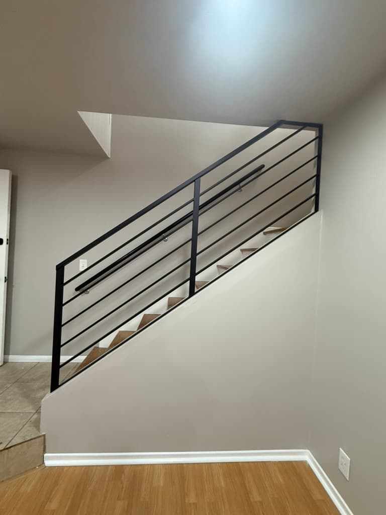 Modern Horizontal-Bar Steel Stair Railing